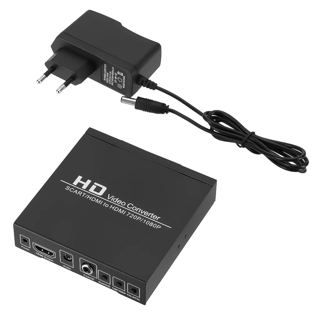 Full HD 1080P Digital SCART HDMI to HDMI Converter High Definition Video Converter EU/US Power Plug Adapter For HDTV HD