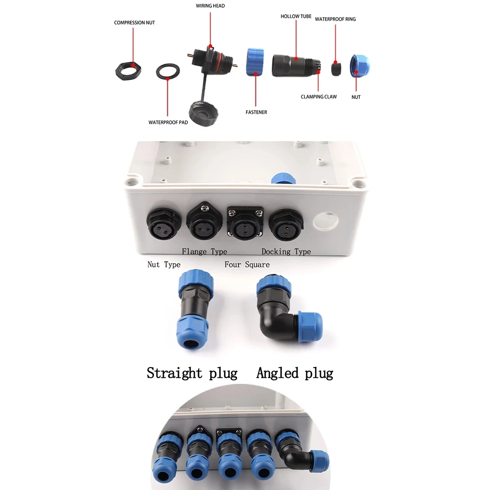 SP28 IP68 Waterproof Connector Elbow&Straight Outdoor Led Light Electric Wire Cable Connector Plug Sockets Male&Female 2-26Pin