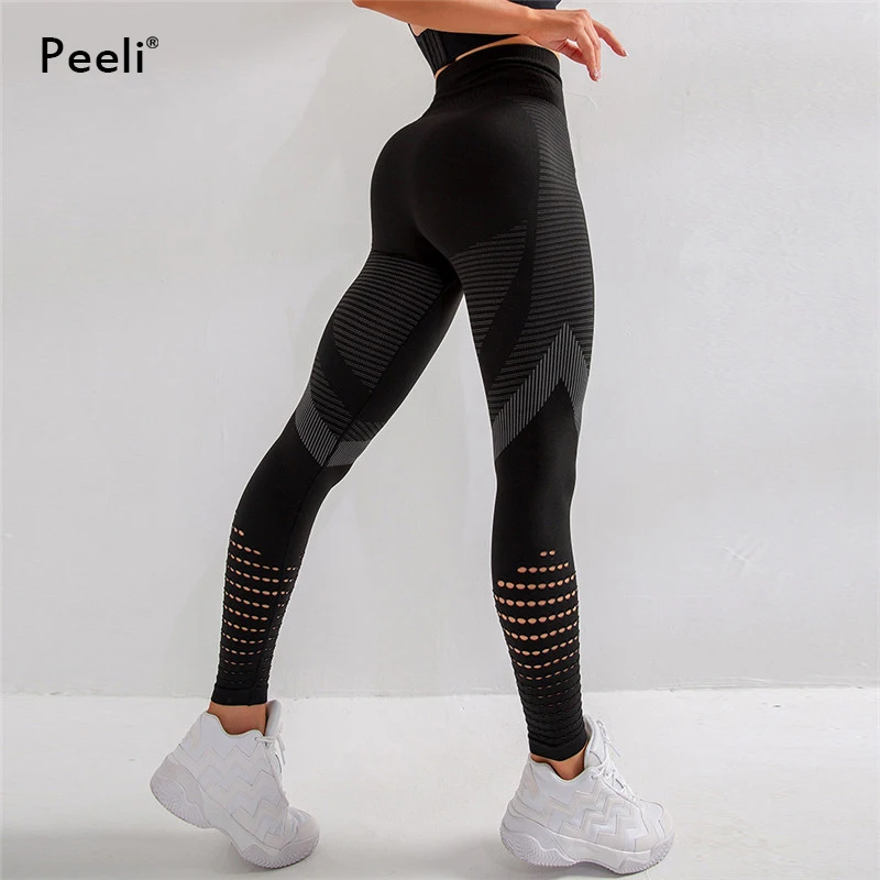 

Peeli High Waist Seamless Leggings Yoga Pants Push Up Fitness Tight Workout Tummy Control Gym Leggings Athletic Pants Sportswear