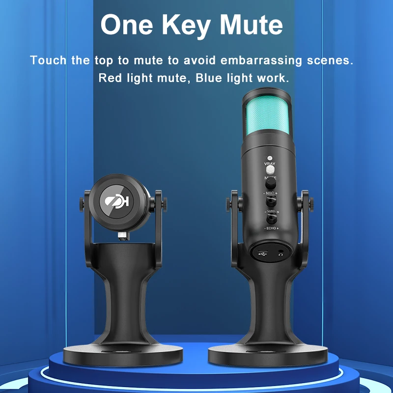 Microfono USB MAMEN con luce dinamica RGB per Computer portatile telefono cellulare PS4 per giochi Live Streaming microfono Karaoke