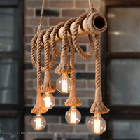 Vintage Rope bamboo Pendant Lights Personality Loft Lights Hemp Rope for Kitchen Hanging Lamp Cafe Bar Decor Lighting Fixtures