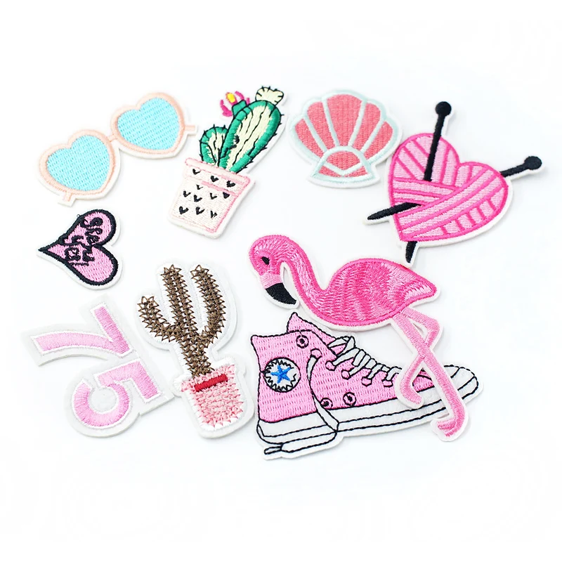 Watermelon Cactus Horse Iron-On Patches Cloth Mend Decorate Clothes Apparel Sewing Decoration Applique Badges Pink Bird Girl