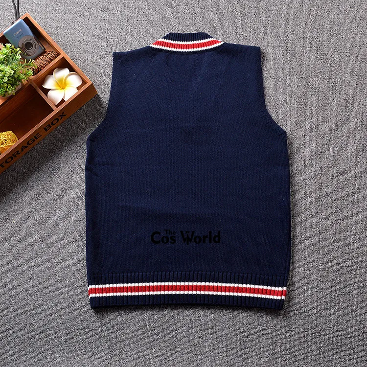 S-XXL Spring Autumn Sleeveless Cross Collar Knit Vests Pullovers Sweaters For JK School Uniform