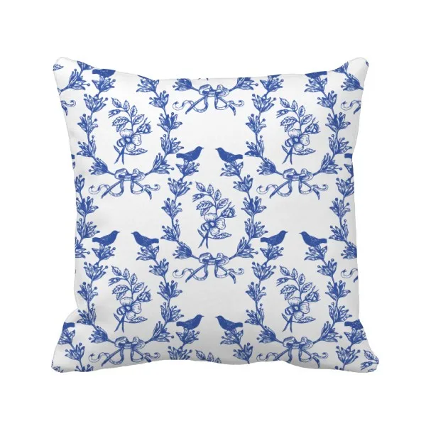 

Plant Leaf Blue White Symbol Throw Pillow Square Cover