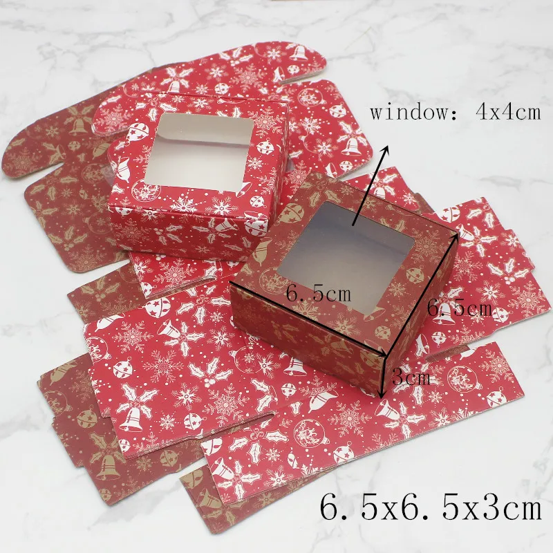 10pcs Multi Size Gifts Box with Window Marbling Style kraft Paper Window Wrapping Package for Jewelry Party Supplies