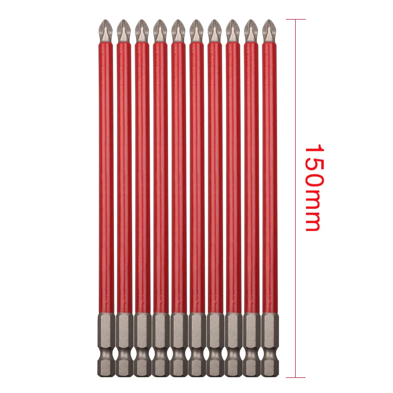 10pcs 70/150mm Long Anti-slip Magnetic Ph2 Phillips Tip Screwdriver Bit Insert Driver Bit Philips 2# Screw Driver Bit Hex Shank