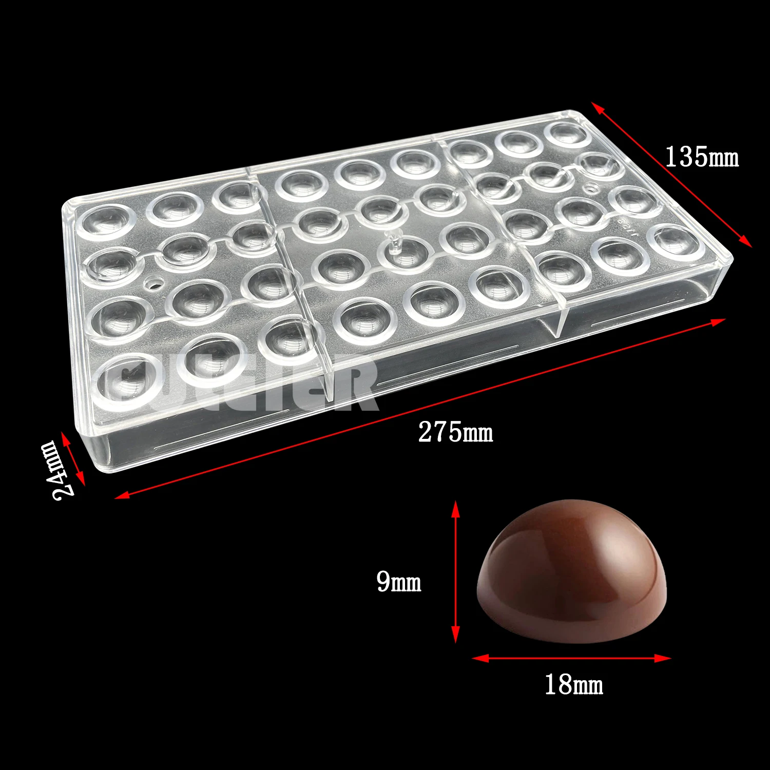 36 holes 18mm Half Ball Shape Polycarbonate Chocolate Mold For Baking Mousse Candy Cake Decoration Confectionery Tools Bakeware