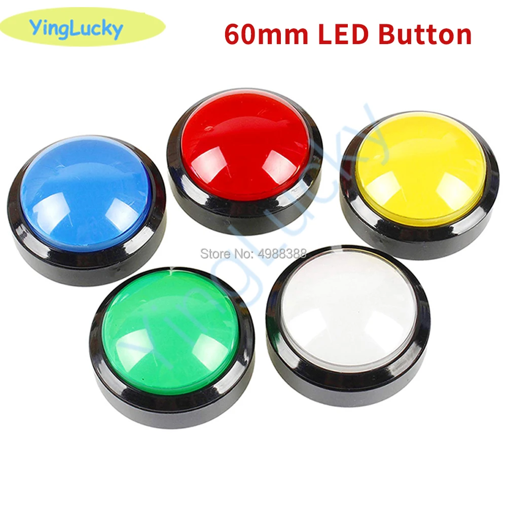 Yinglucky 60 millimetri Grande Rotonda Push Button LED Illuminato con Microinterruttore per la Macchina del Gioco Arcade FAI DA TE Parti di 5/12V Luce di Cupola Grande