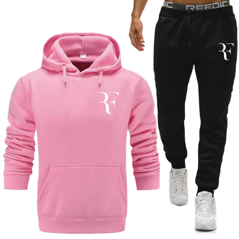 roger federer Men Running Sportswear Suits Sweatshirt Sweatpants Gyms Training Hoodies and Pants 2pcs Sets Tracksuit Coats