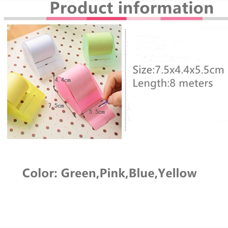Kawaii Colorful Sticky Notes Set Roll Refillable Adhesive Paper 8M School supplies Memo Pad for Notebook Stationery Sticker