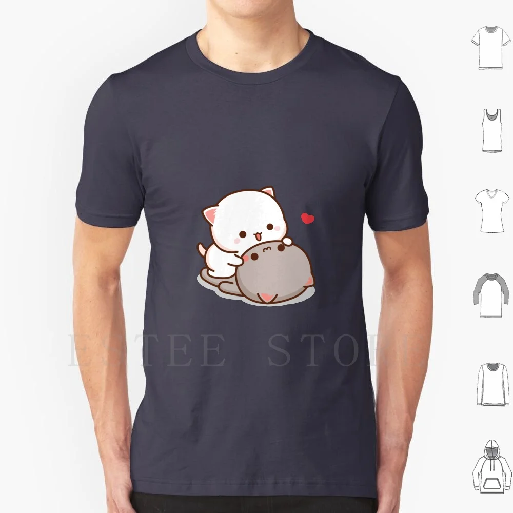 Camiseta Peach And Goma Mochi Cat Love para hombre, algodón 6xl, Peach Cat Goma Mochi Cat Kitty, linda, romántica, Kawaii, para novio, novia