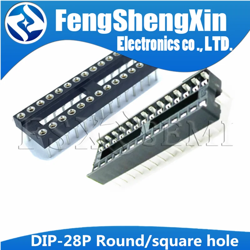 5pcs DIP-28 Round Hole Square hole 28 Pins Narrow Wide 2.54MM DIP DIP28 IC Sockets Adaptor Solder Type IC Connector