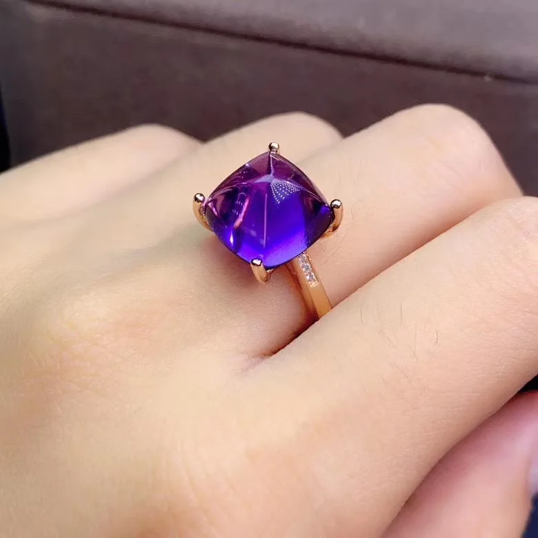 

Natural And Real Classic Silver 925 Jewelry Amethyst Silver Rings For Women With Oval Shaped Gemstones Engagement Female Gift