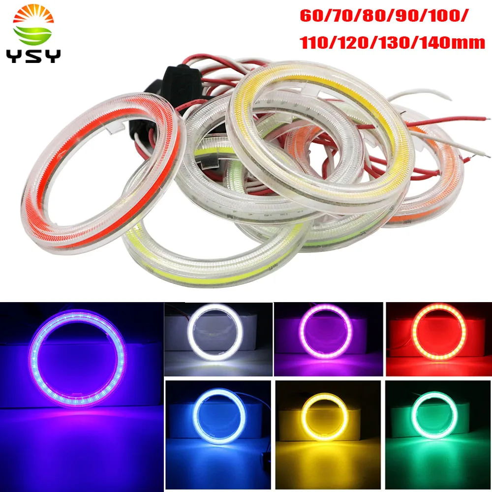 YSY COB Angel Eyes 60mm 130mm 2 sztuki (1 para) Auto Halo Rings COB 140MM Angel Eye Reflektor samochodowy Motocykl Biały Żółty 12V Led