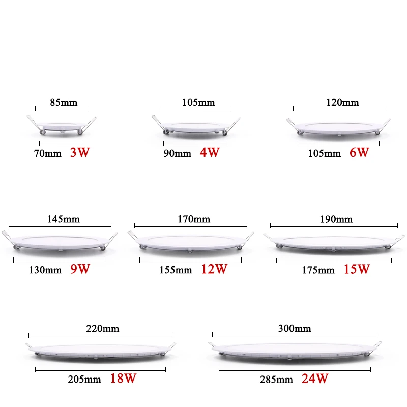 Oświetlenie panelowe LED Ultra cienka lampa typu Downlight 3W 4W 6W 9W 12W 15W 18W 24W oprawa led wpuszczana W sufit downlight slim z okrągłym