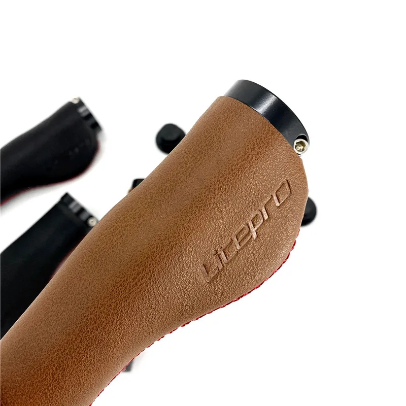 Litepro Grips 22.2mm 130mm City Retro Bicycle Folding Bike Grips Double Lock Ring Brown Black