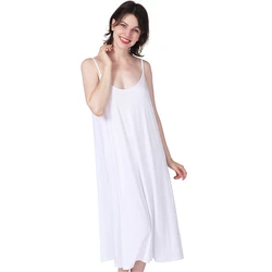 Suspender Skirt Female Summer Fertilizer Size Elastic Cotton Refreshing Breathable Loose White High Quality Nightdress