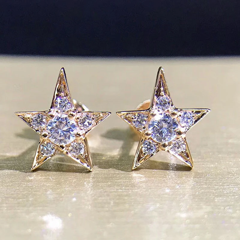 Huitan Simple Stylish Star Earrings for Girls Fashion Versatile Women Accessories Wedding Party Dail Wear Statement Jewelry Gift