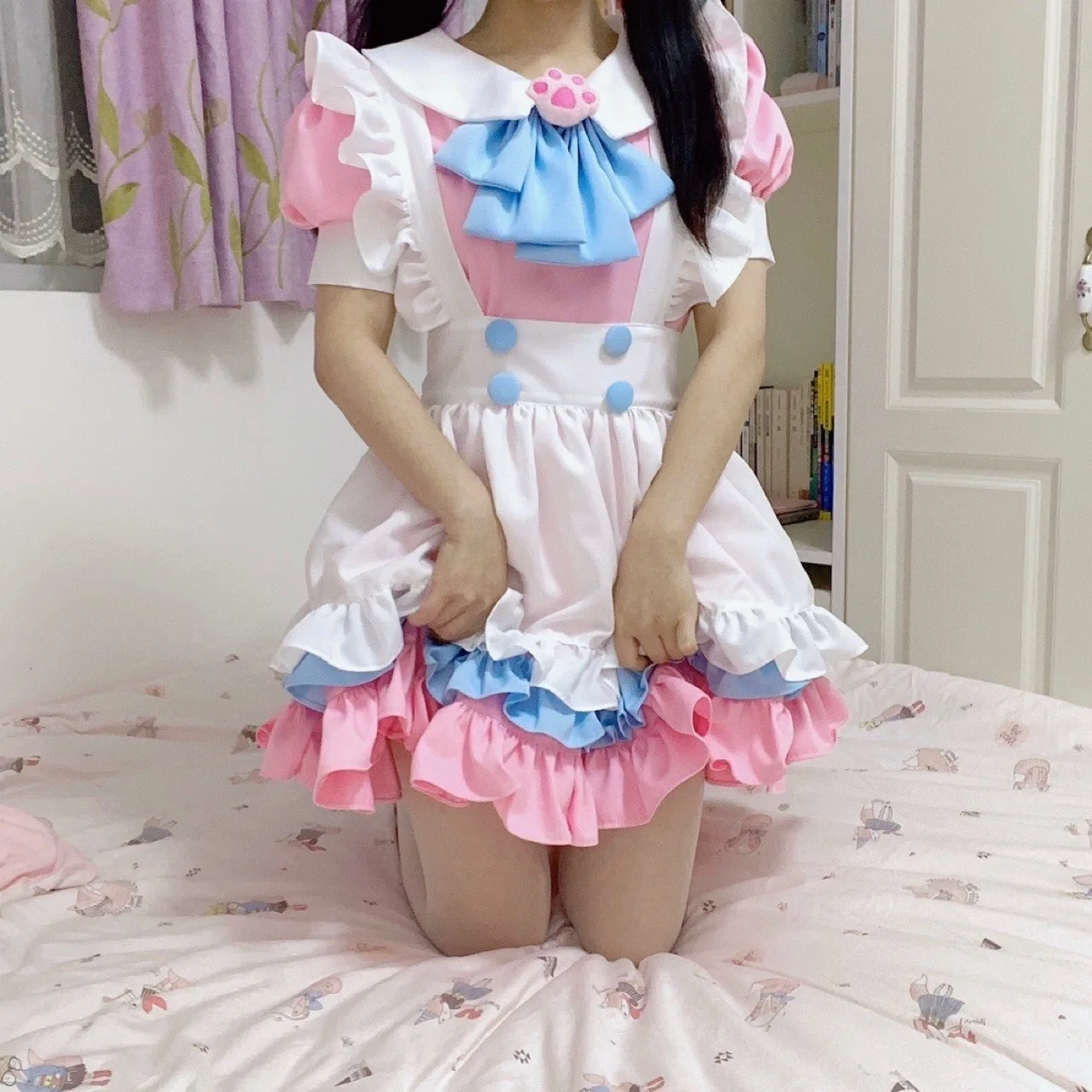 Sweet Lolita Đầm Nữ Giúp Việc Người Pháp Bồi Bàn Trang Phục Nữ Gợi Cảm Mini Pinafore Dễ Thương Ouji Bộ Trang Phục Halloween Cosplay Cho Bé Gái Size +