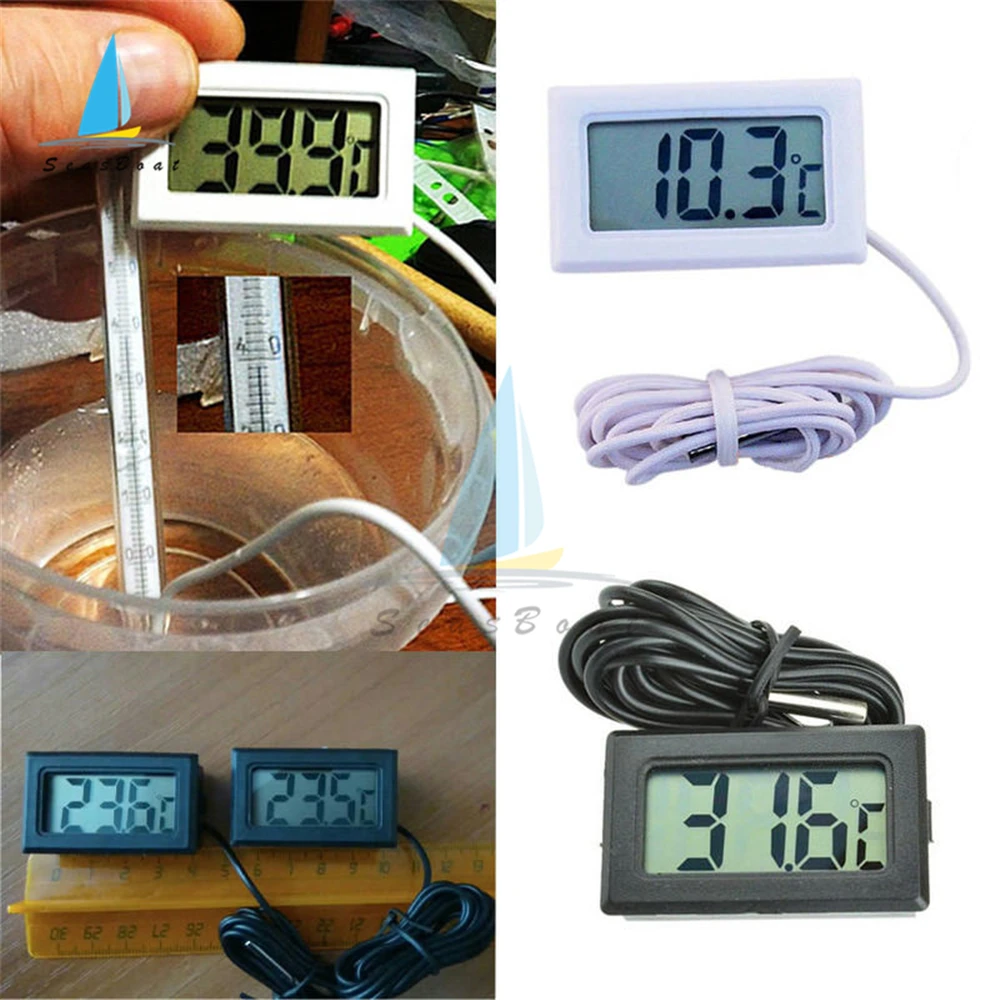 FY-10 Mini LCD Digital Thermometer Aquarium Water Bath Temperature Tester Detector Monitor Embedded Temperature Sensor Probe 1M