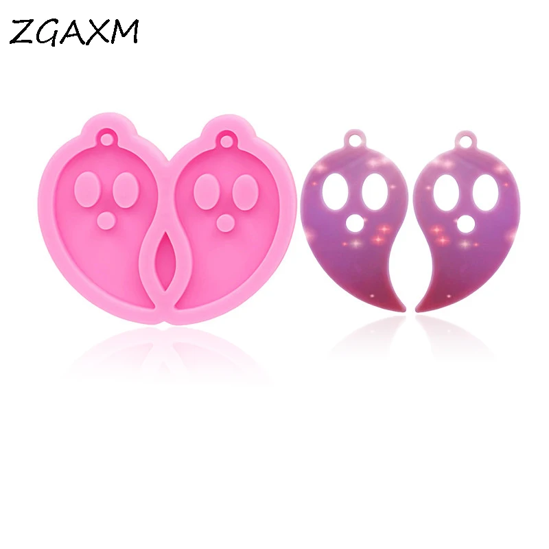 

LM 1146 DIY Halloween Keychain Necklace Polymer Clay Silicone molds Resin Art Craft Ghost earring Shiny Cute Ghost Silicone Mold