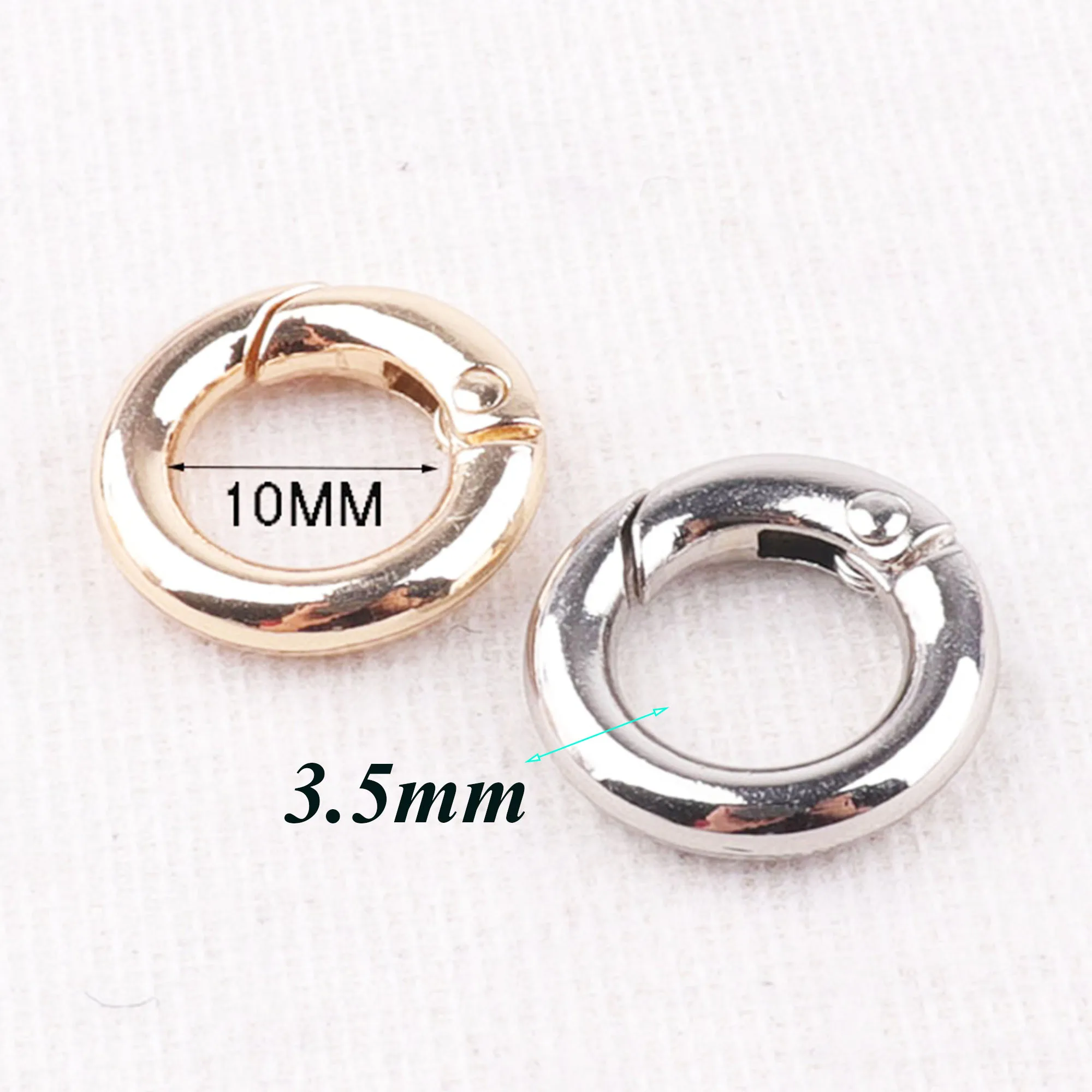 10 pcs Gold/Silver Spring Rings Buckles Spring Gate Ring Clasp Snap Ring webbing Purse Bag Handbag 3/8