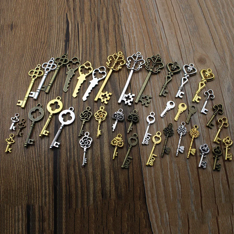 26pcs/lot Vintage Key Charms for Jewelry Making Fits Bracelet Necklace Findings Metal Charms Pendants DIY Jewelry Supplies Z1228