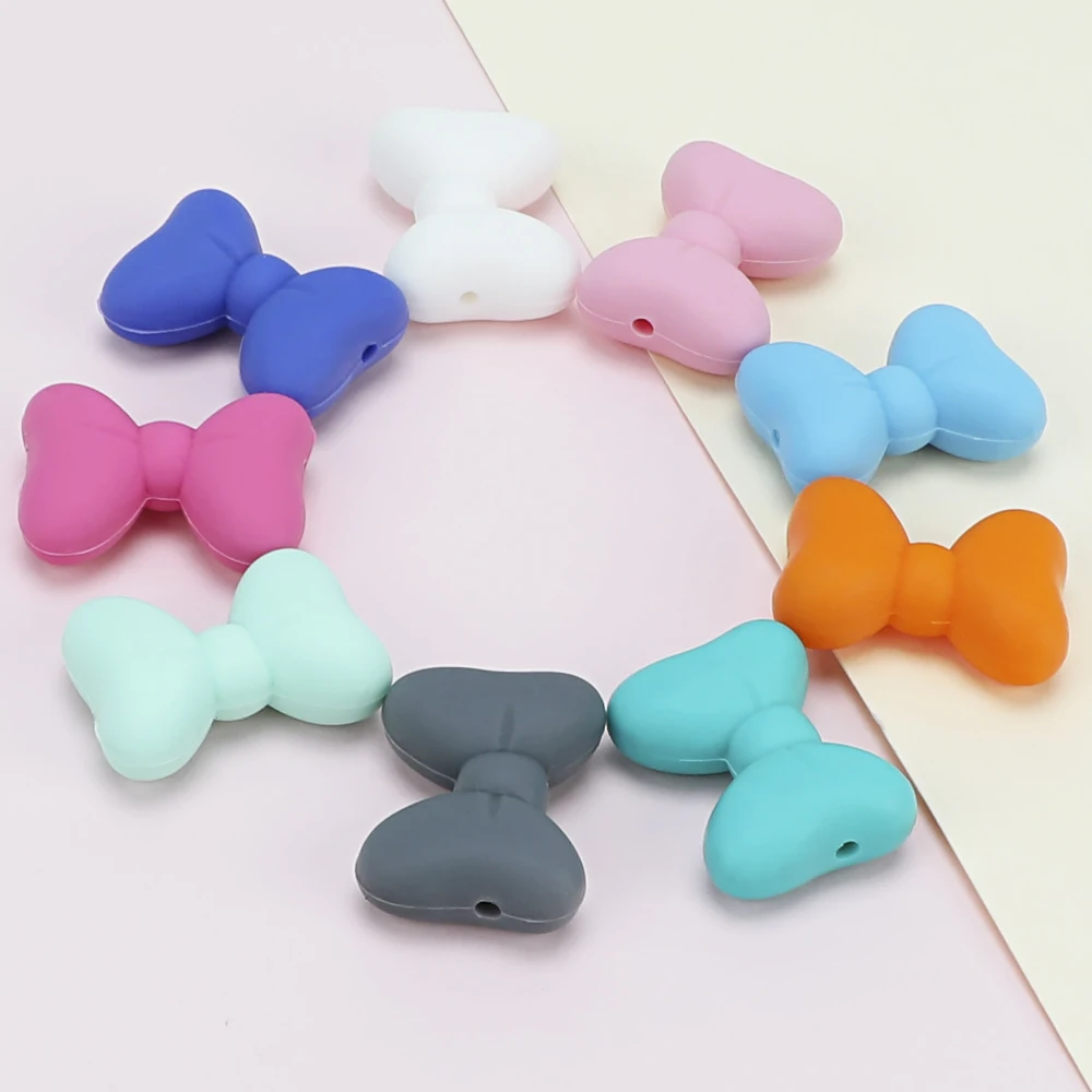 TYRY.HU 5pcs Silicone Teething Beads Little Baby Teether Soothe Chain Teething Necklace Accessories Bpa Free 28*21MM