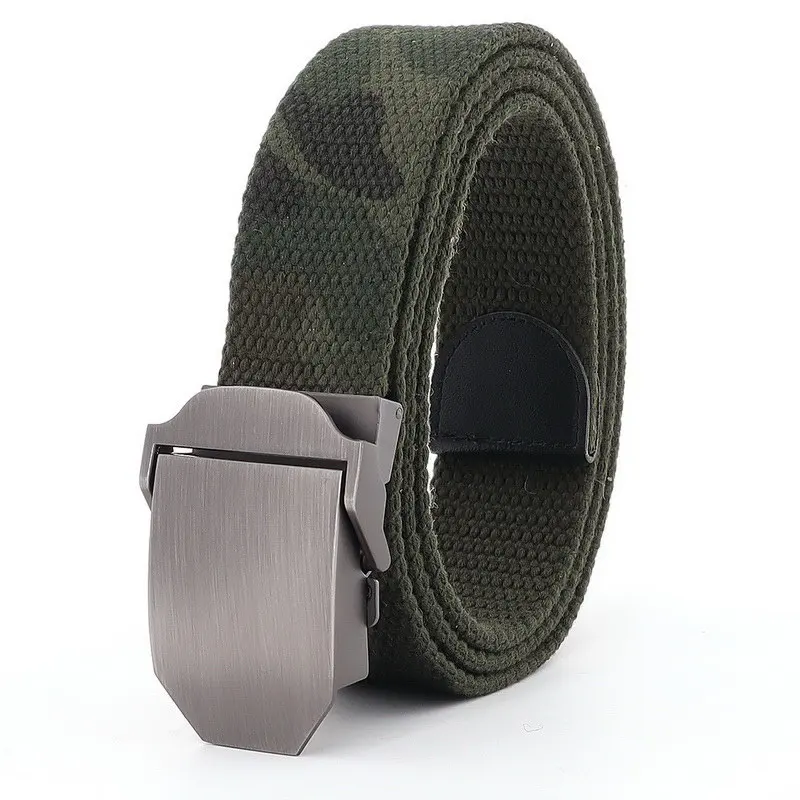 Cinturones de cintura con hebilla deslizante de Metal para hombres y mujeres, correa de lona transpirable, Militar del Ejército, accesorios para