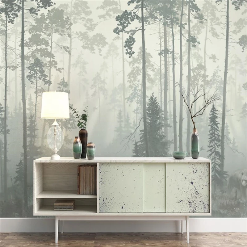 beibehang Custom Nordic modern wallpaper minimalist landscape forest woods photo mural wall paper for living room TV background