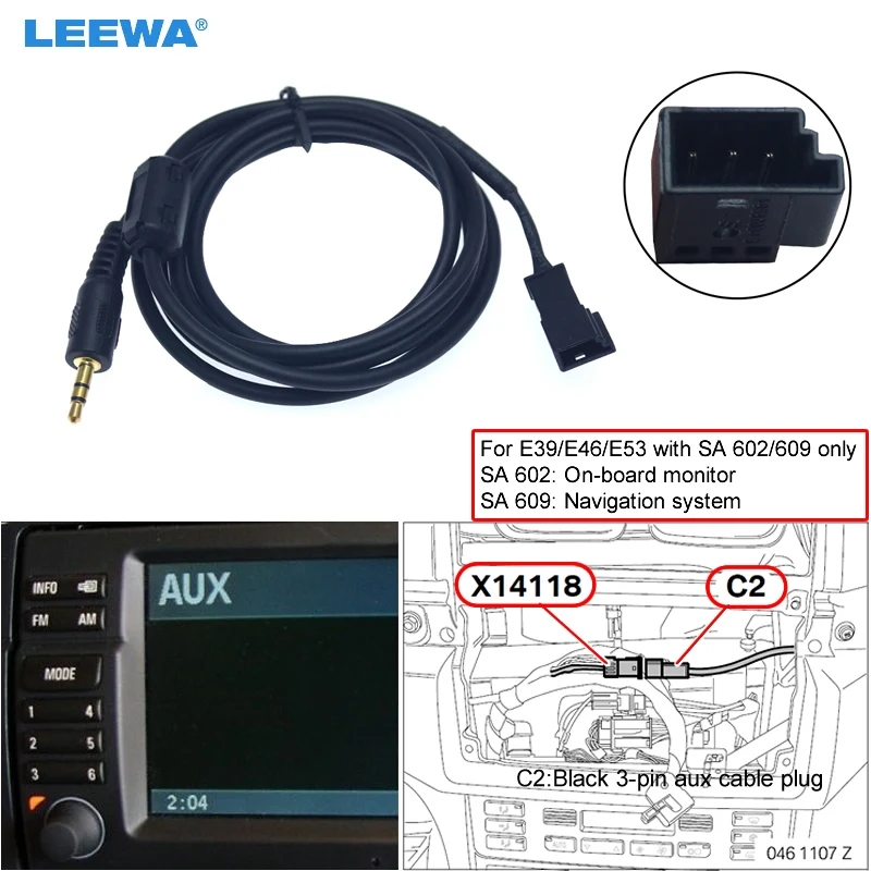 

LEEWA 10pcs 3.5mm Male Connector To 3-Pin AUX Connector Wiring Harness For BMW E39/E46/E53 With Navigation System(SA 602/609)