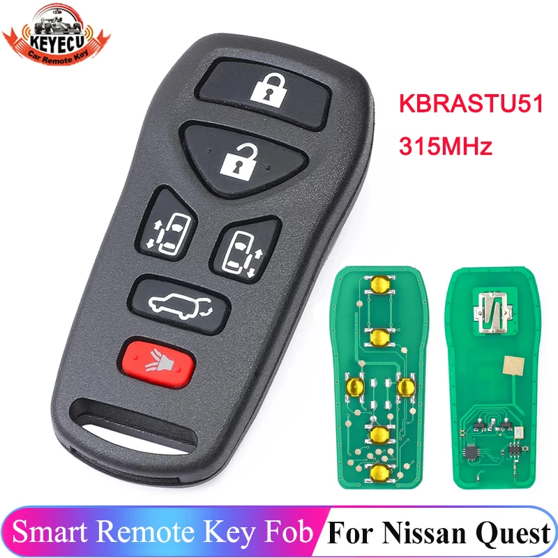 

KEYECU 6 кнопок KBRASTU51 для Nissan Quest 2004 2005 2006 2007 2008 2009 автомобильный ключ 315 МГц дистанционный брелок