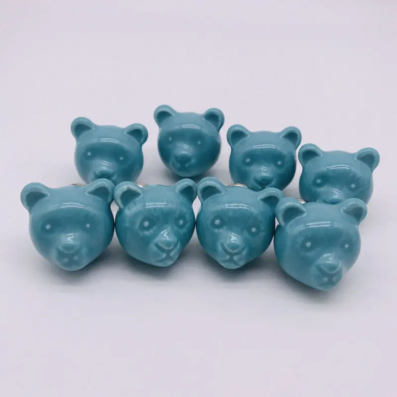 8PCS Decorative Ceramic Knob for Kids Children Furniture Cabinet Hardware, Cool Blue Wardrobe Door Handle Drawer pulls