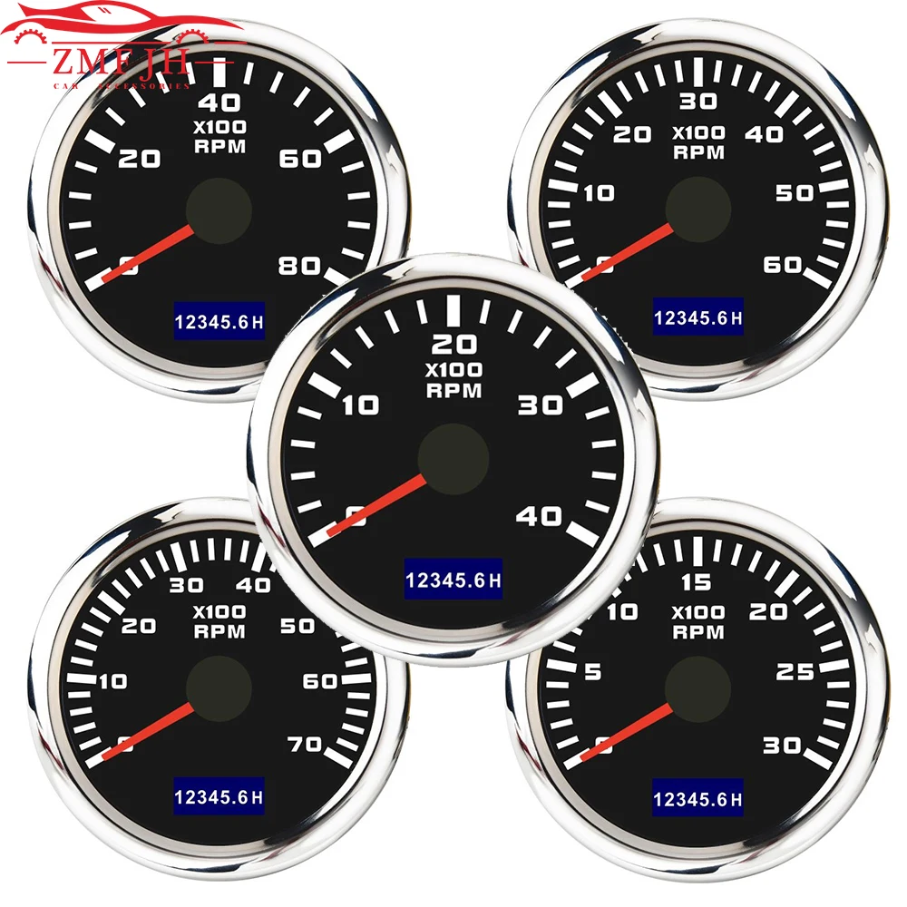 Universal 52mm Car Tachometer 3K-8K RPM Waterproof Hourmeter Gauge Lcd Display With Red Backlight For Marine Car Boat Yacht