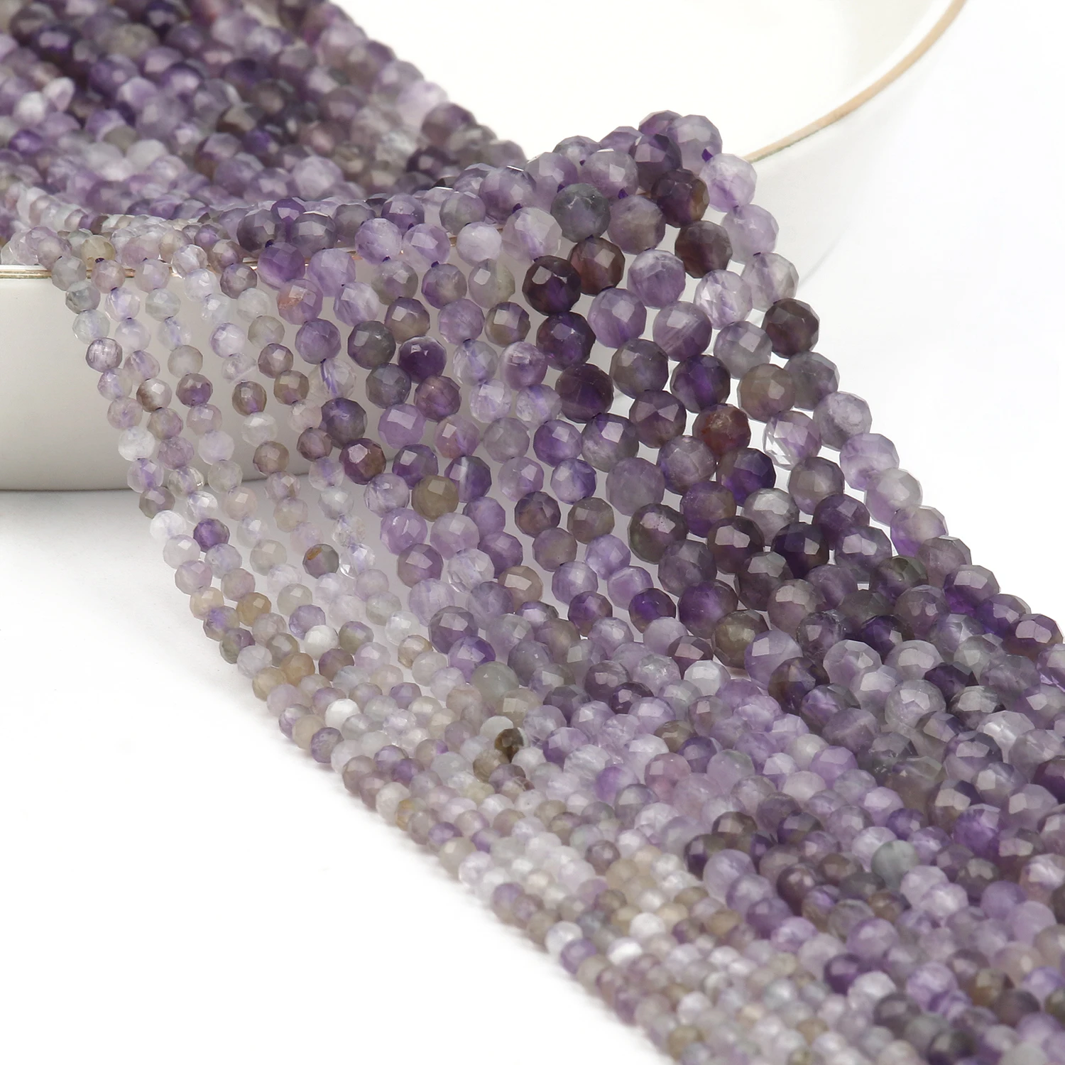 2 3 4 mm Natural Stone Amethysts Beads Faceted Loose Tiny Beads for DIY Jewelry Making Bracelet Necklace 15 inches Wholesale