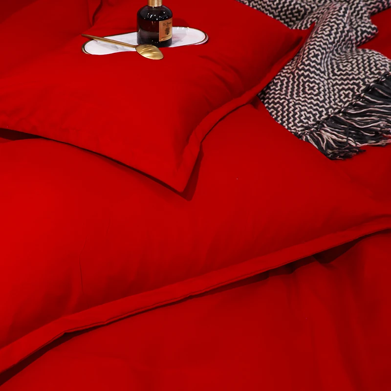 Red Duvet Cover Set Twin Full Queen Bedding Set Guest Room Cozy Microfiber Adults Bed Linen Set Quilt Comforter Cover Bedclothes