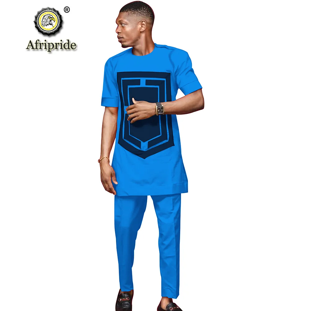 2024 African Shirt Suit for Men Dashiki Short Sleeve Tops and Ankara Pants Print Outfit Clothing Tracksuit AFRIPRIDE S1916024