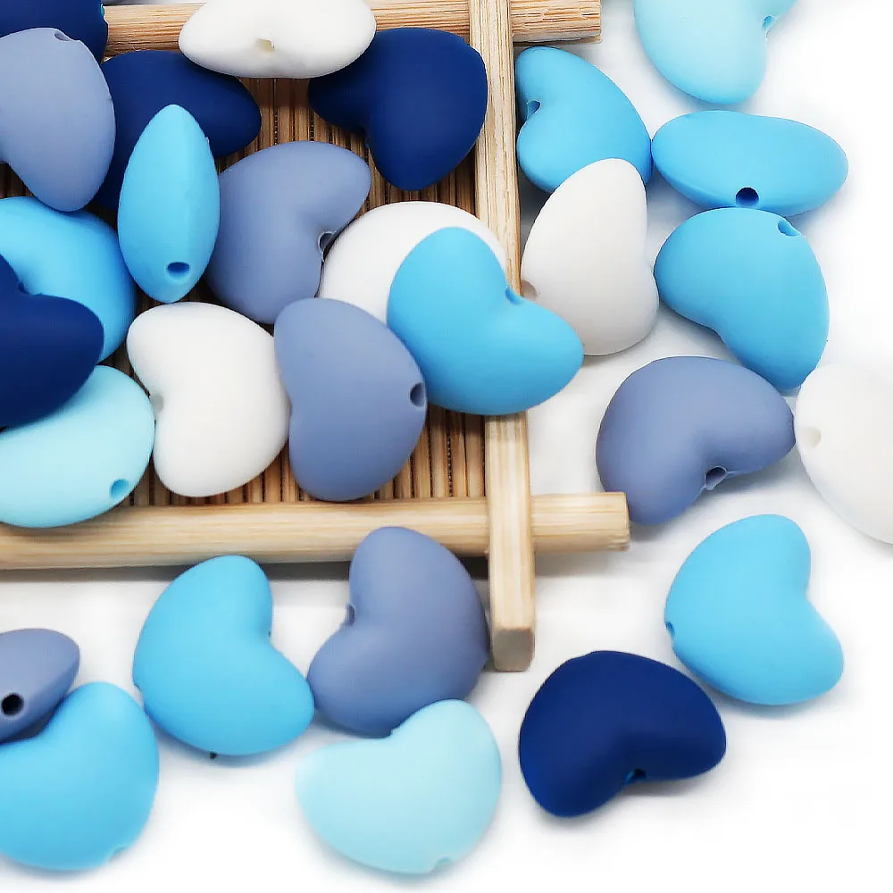 Mignon-idée 10 pièces perles de Silicone en forme de coeur infantile dentition à mâcher perles bricolage sucette chaîne jouet accessoires sans BPA bébé marchandises