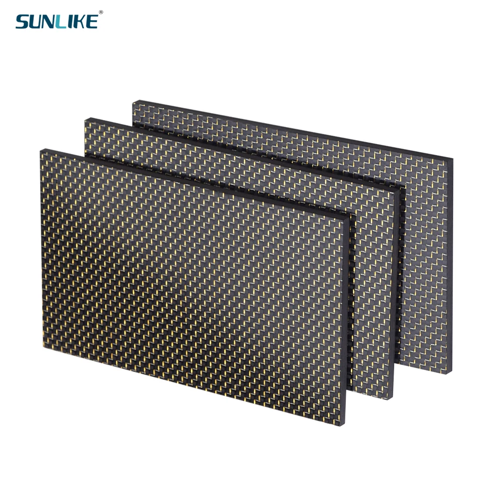 1 Piece 200x400mm High Strength Gold Brushed Carbon Fiber Sheet For RC Model Accessories Material