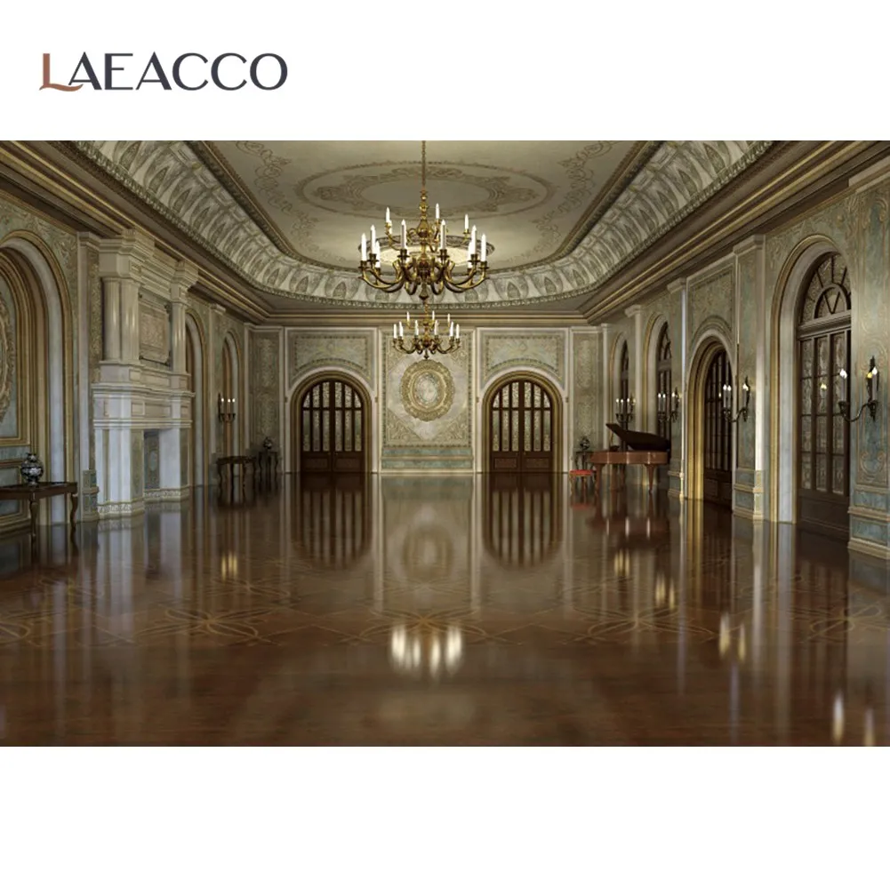 

Laeacco Old Vintage Palace Chandelier Archway Floor Interior Photographic Background Photo Backdrop Photocall Photo Studio