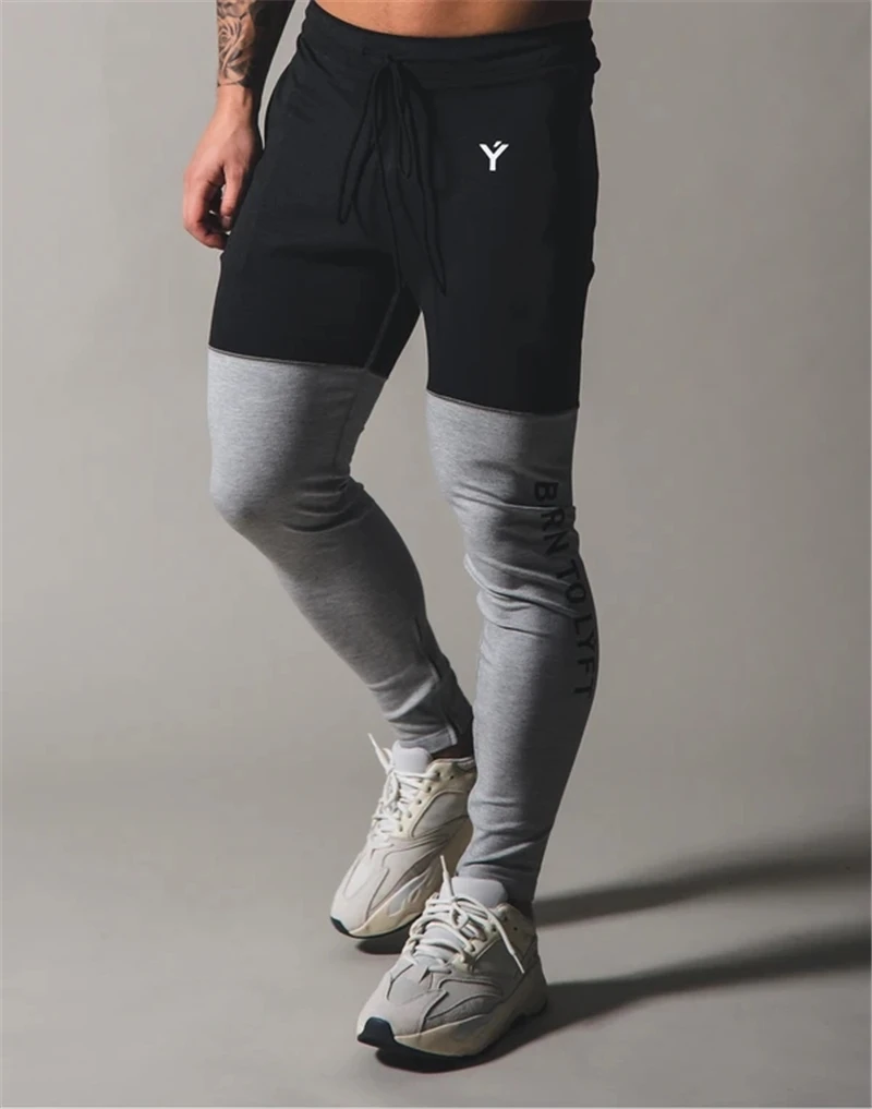 2020 New Brand Skinny Pants Mens Gym Patchwork Fitness Male Running Track Pants Joggers Sweatpants men Sports Training Pants