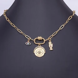 Nidin Fashion Luxury Lucky Evil Eye Moon Hand Shape Zircon Necklace For Women Exquisite Clavicle Chain Wedding Party Jewelry