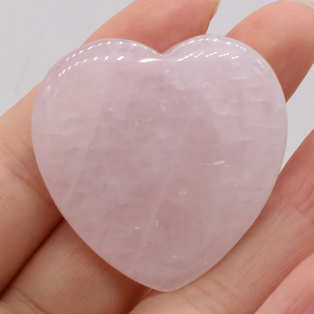 1PC Rose Quartz Natural Loose Beads Ornaments Love Heart Shape Polished Stone Reiki Healing Crystal DIY Gift Decoration Minerals