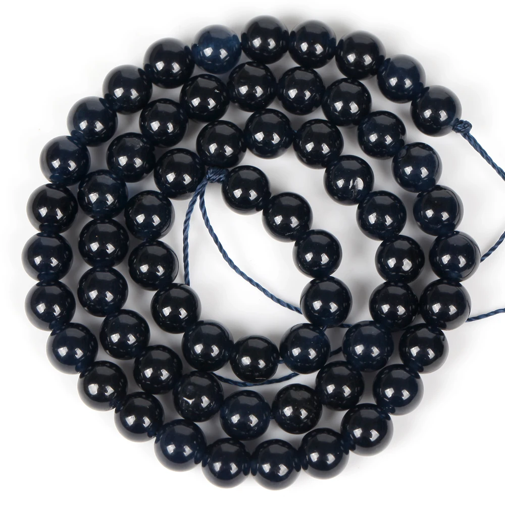 Natural Dark Blue Tourmaline Angel Stone Round Loose Spacer Beads For Jewelry Making DIY Bracelet Handmade 4/6/8/10/12mm