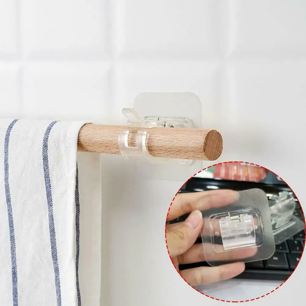 2Pcs Strong Self-Adhesive Bath Curtain Rod Holder Hanger Hanging Clip Hooks Heated Towel Radiator Rail Clothes Accessories