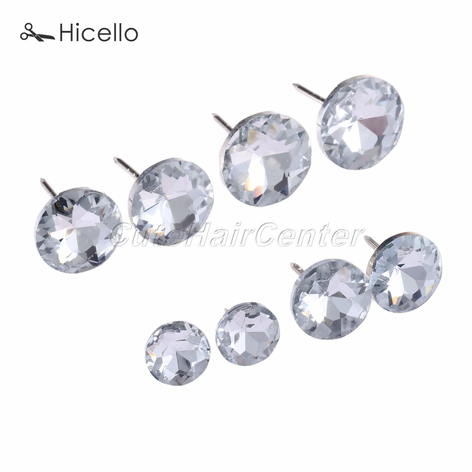 10pcs/lot Crystal Nails Button Upholstery Glass Diamond Tacks Pins Knot 14mm/18mm/20mm/22mm Sewing Furniture Decoration fittings