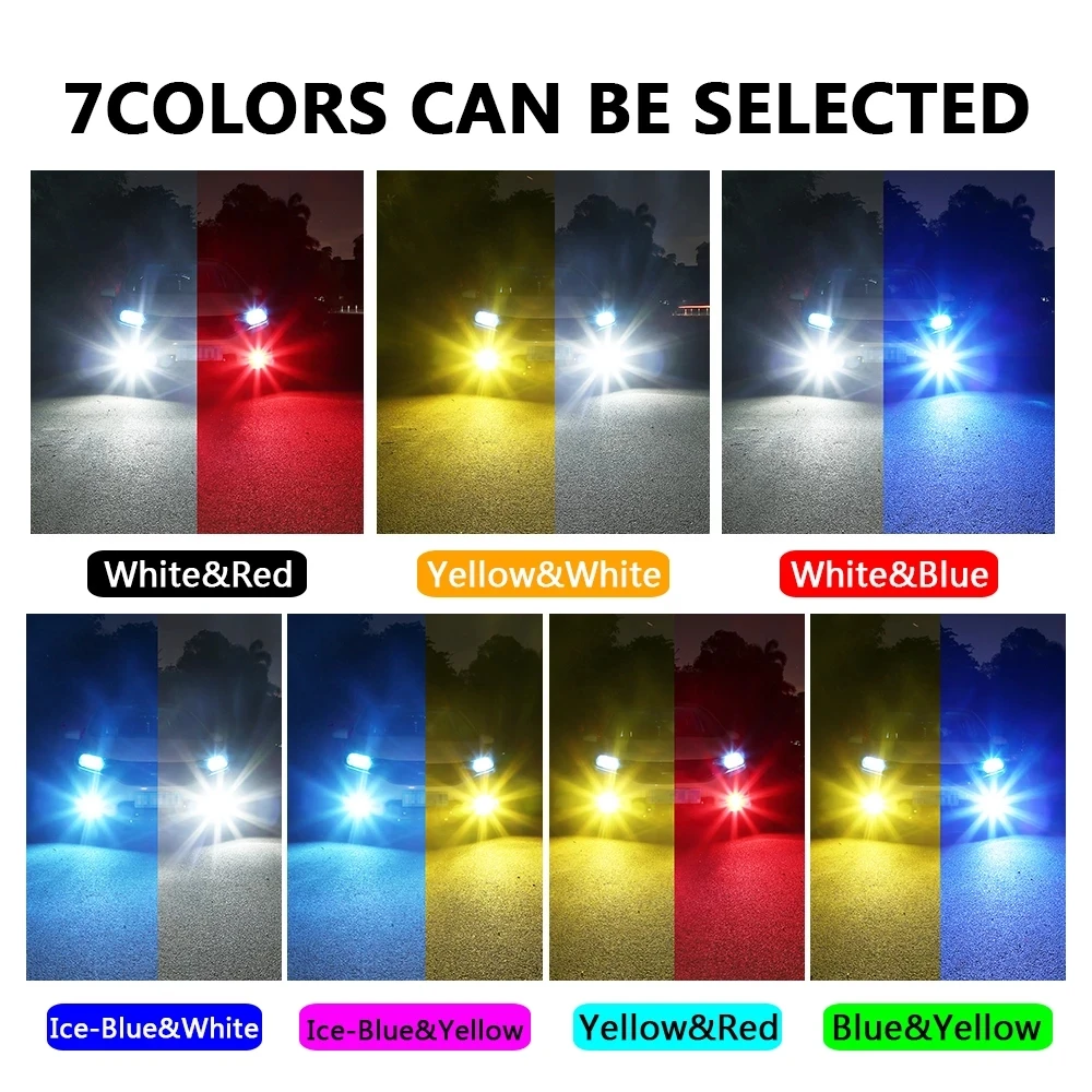 2Pcs Dual-mode Dual-color H11 H8 LED Yellow White Led Fog Lights H16JP LED Bulb Car Driving Lamp for BMW Toyota Skoda Ford Lada