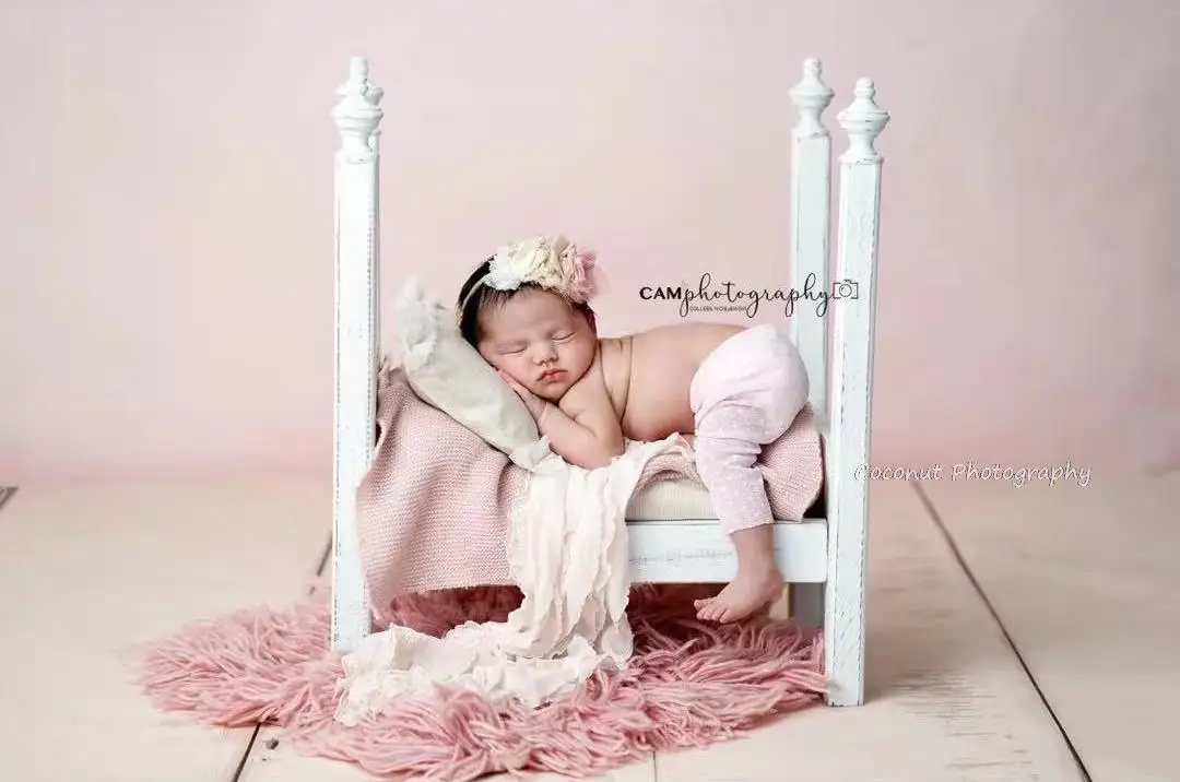 Coconut Newborn Photography Props European and American newborn wooden photography props small bed 100 days baby