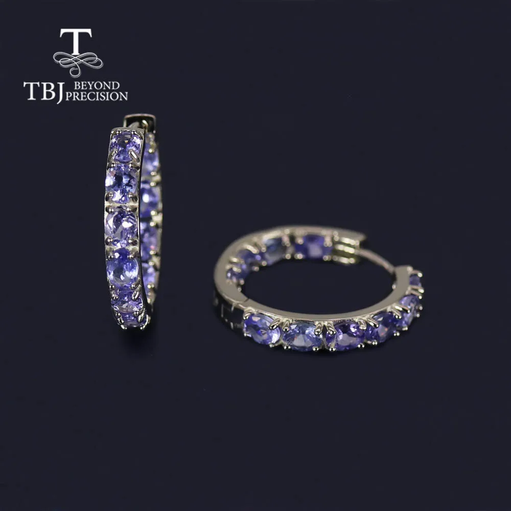 

TBJ,Natural tanzania blue tanzanite oval 3*4mm real gemstone earrings 925 sterling silver fashion women fine jewelry