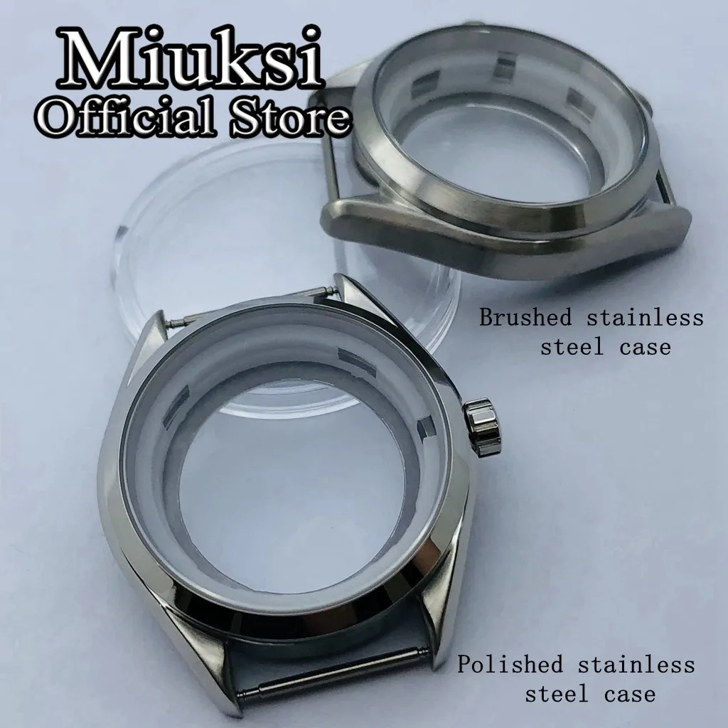 Miuksi 41mm silver case sapphire glass watch case fit NH35 NH36 ETA 2836 Miyota 8205 8215 821A Mingzhu DG2813 3804 movement